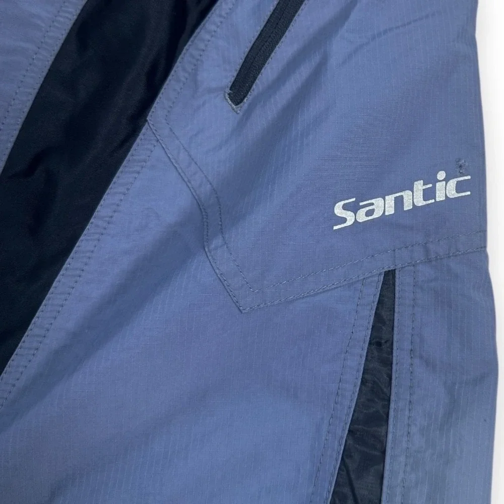 Santic‎ Cycling Shorts Mens XL Blue Gray Padded Chamois Zipper Pockets Biking